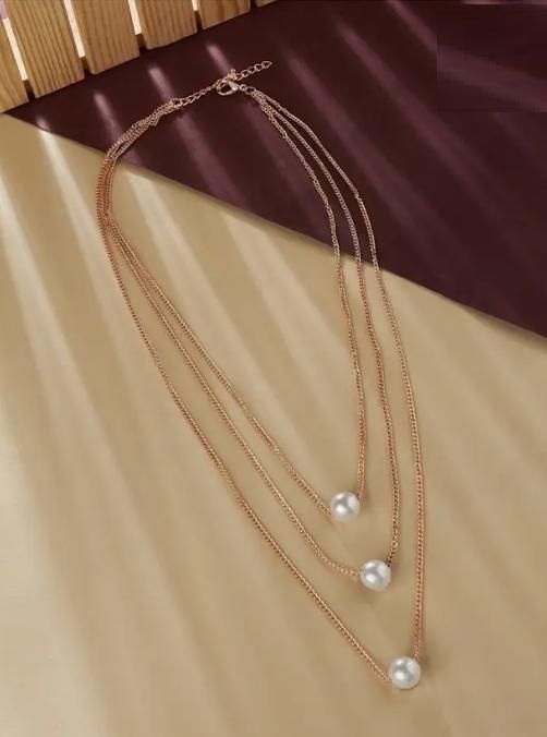 Gold Plated Pearl Layer Necklace